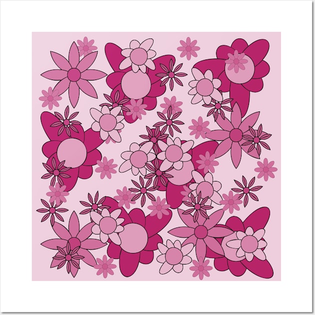 pattern with leaves and flowers doodling style Wall Art by Eskimos